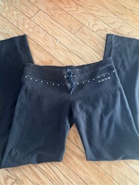 bebe Black Lounge Pants with Rhinestone Trim